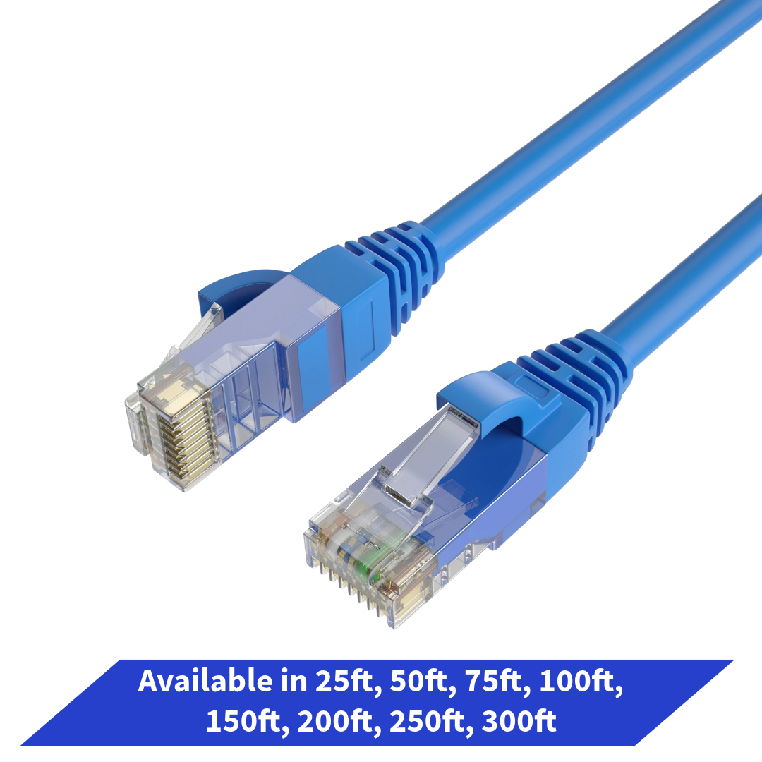 QualGear CAT 6 High Speed Internet and Ethernet Cable for Home and Office Use - 24 AWG, Up to 1 Gbps, 250MHz, Gold Plated Contacts, RJ45, Round